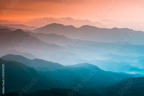 Mountains under mist in the morning Amazing nature scenery form Kerala God's own Country Tourism and travel concept image, Fresh and relax type nature image