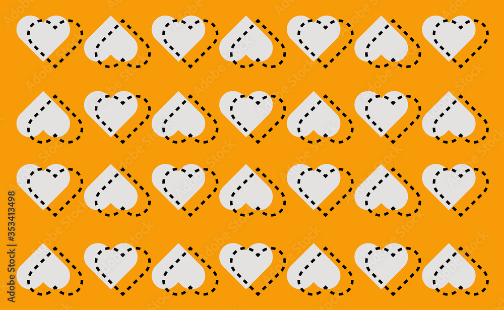 many cute and kawaii of heart shape on colorful background. Happy Valentine's day concept many cute and kawaii of heart shape on colorful background. Happy Valentine's day concept