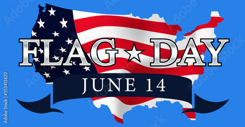 Flag day in the United States june 14, vector illustration of united states map
