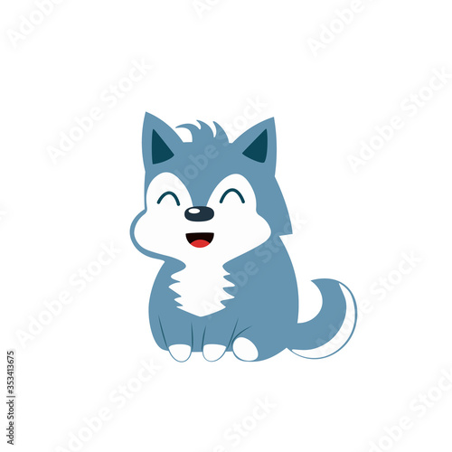 Cute kawaii husky icon. Clipart image isolated on white background