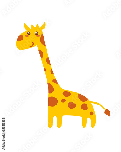 Cute kawaii giraffe icon. Clipart image isolated on white background