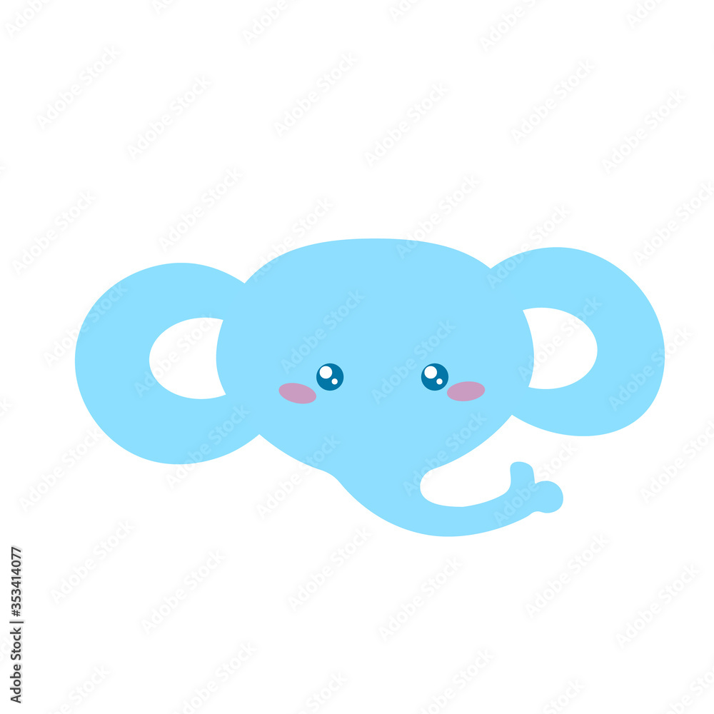 Cute kawaii elephant head icon. Clipart image isolated on white background Cute kawaii elephant head icon. Clipart image isolated on white background