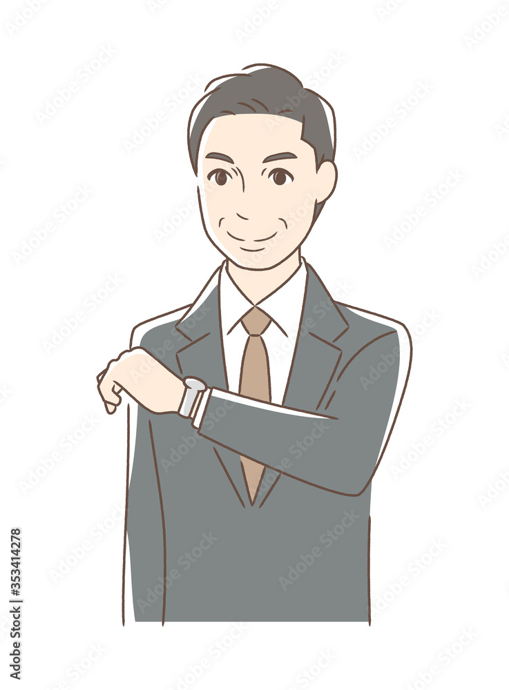 腕時計を見る男性 腕時計を見る男性