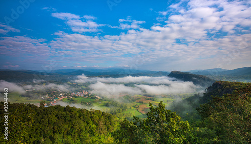 Phu Pha Nong, Landscape sea of mist in border of Thailand and Laos, Loei province Thailand.