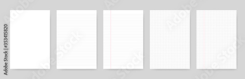 Set of realistic notepad paper with line. Realistic blank sheets. Vector
