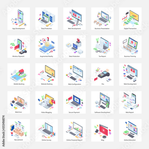 
Website and Related Technologies Isometric Illustrations
