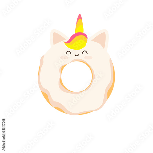 Donut unicorn icon. Clipart image isolated on white background