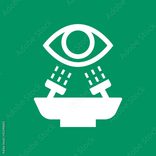 Eye wash station green sign. Clipart image isolated on white background
