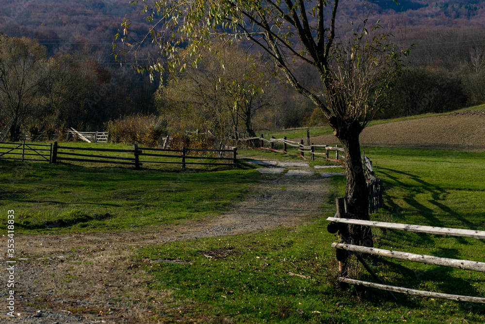 horizontal photo of an old wooden fence against a nature background horizontal photo of an old wooden fence against a nature background
