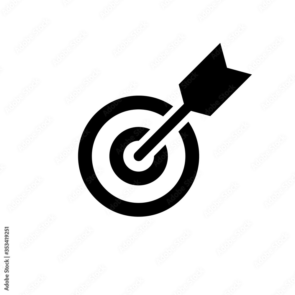 Goal met glyph. Clipart image isolated on white background Stock Vector