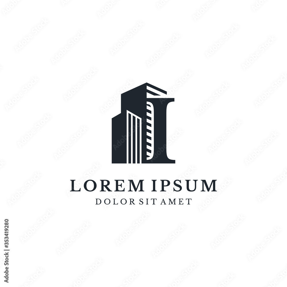 Building With Letter I Monogram Logo Design Building With Letter I Monogram Logo Design