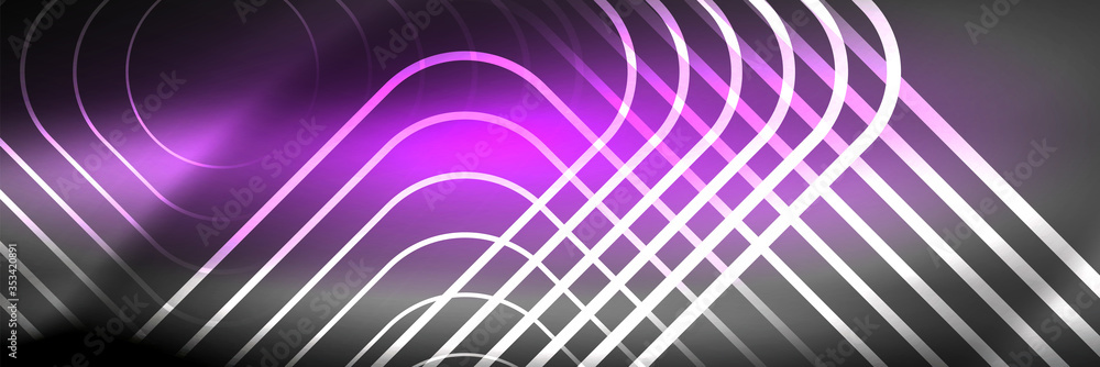 Shiny neon glowing techno lines, hi-tech futuristic abstract background template with square shapes Shiny neon glowing techno lines, hi-tech futuristic abstract background template with square shapes