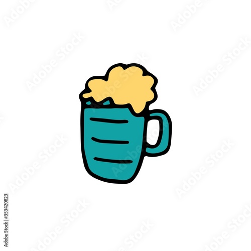 Lager beer icon. Vector beer. Glass with beer. Doodle hand drawn flat icon