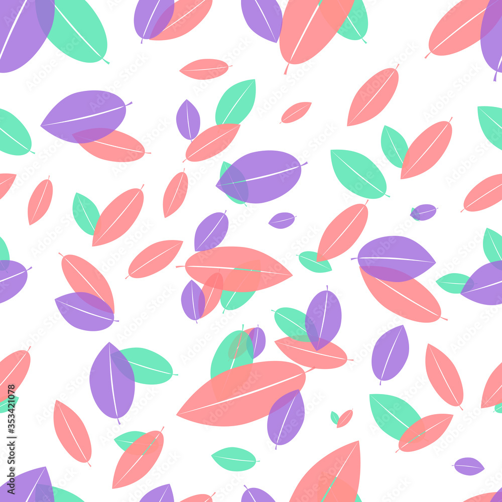 Leaves seamless pattern, poster design template, vector illustration