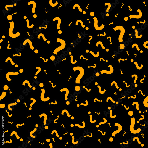 Question mark seamless pattern. Trivia poster design template, random punctuation marks background, quiz loading page, vector illustration