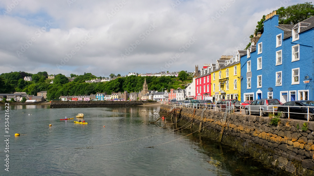 colourful buildings on the harbour at Tobermory the capital of the Isle of Mull, Argyll and Bute, Inner Hebrides