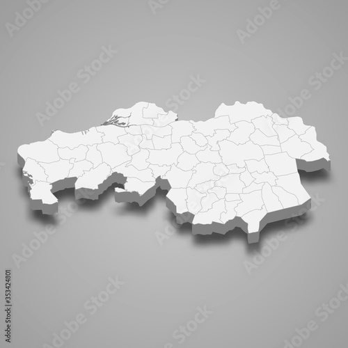 North Brabant 3d map province of Netherlands Template for your design