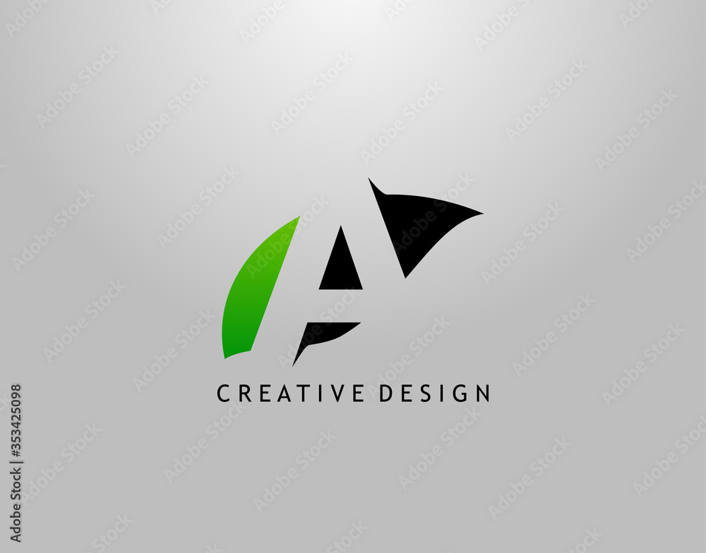 Obraz premium A Letter Logo. Modern Abstract of Hidden A With Simple Leave Shape. Eco Nature Concept Design.