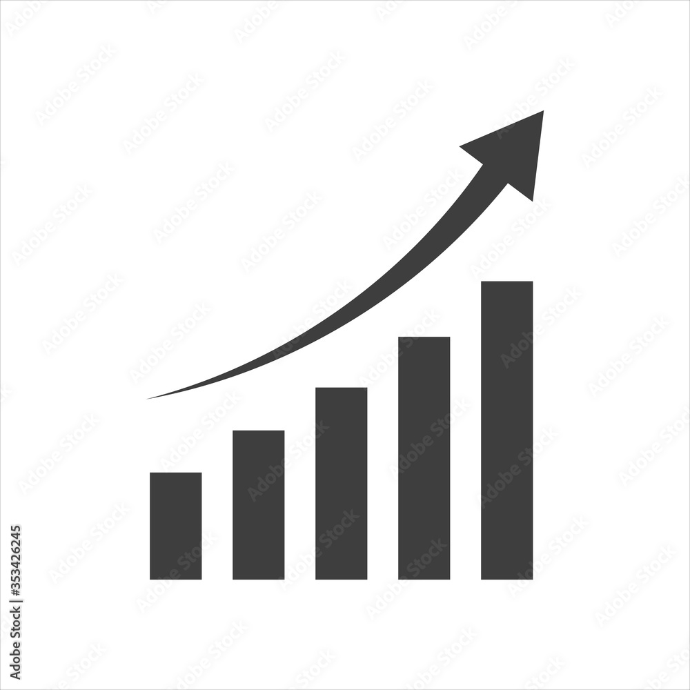 Vector growing graph icon on a white background. Vector growing graph icon on a white background.