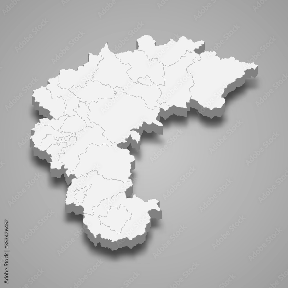 Obraz premium north chungcheong 3d map region of South Korea Template for your design