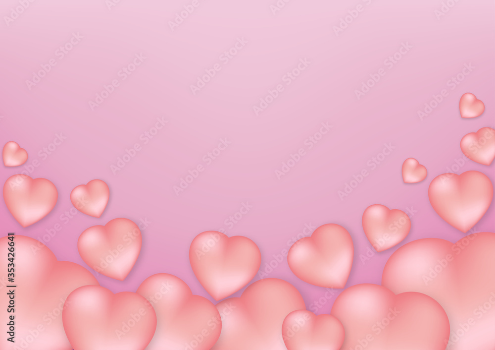 Elements in the shape of hearts on a pink background