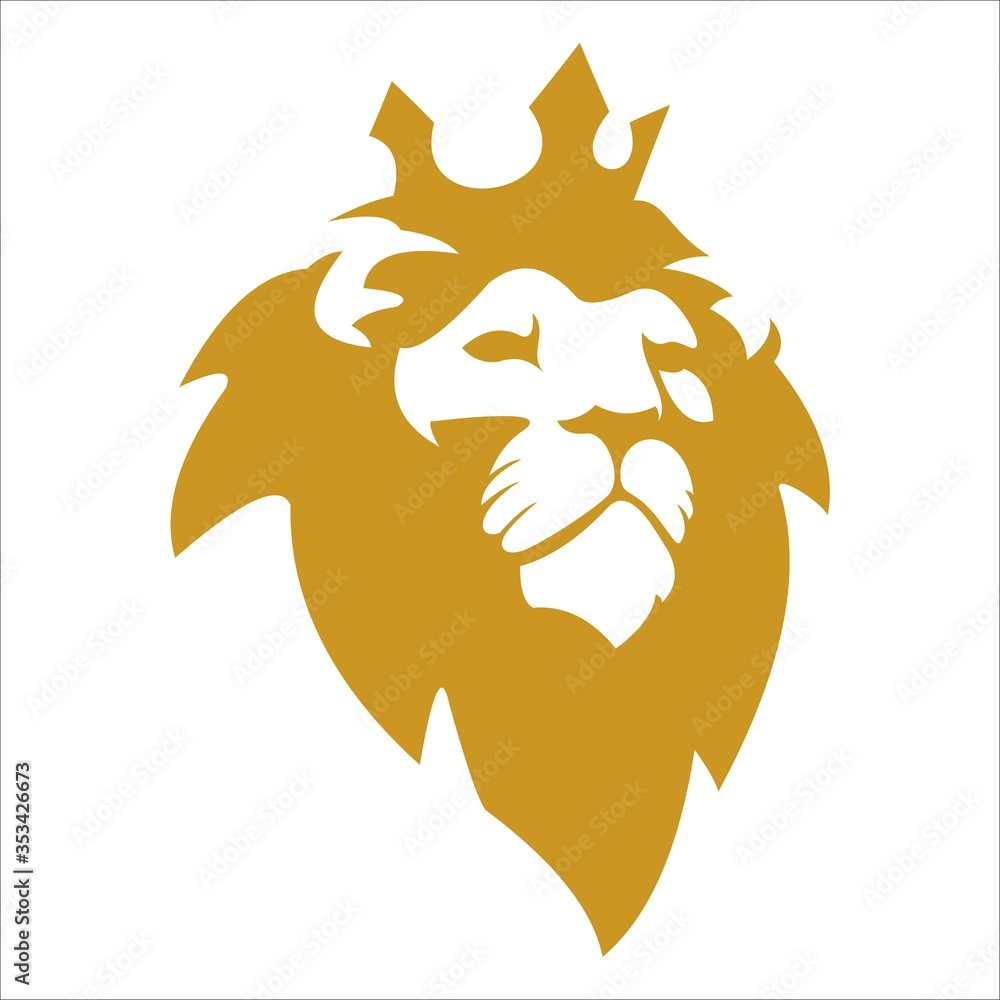 Obraz premium King Lion Head Logo Template, Strong Glare Lion Face. Elegant Design Badge, Sticker, Icon, Emblem, Logo designs 