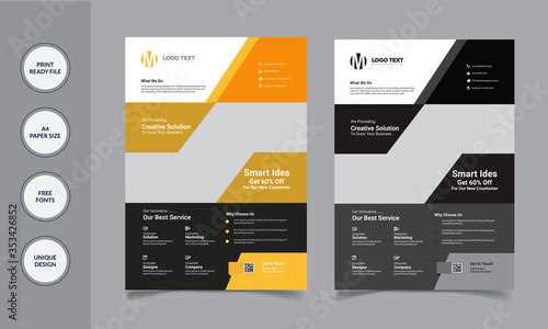 Black and yellow business flyer design template
