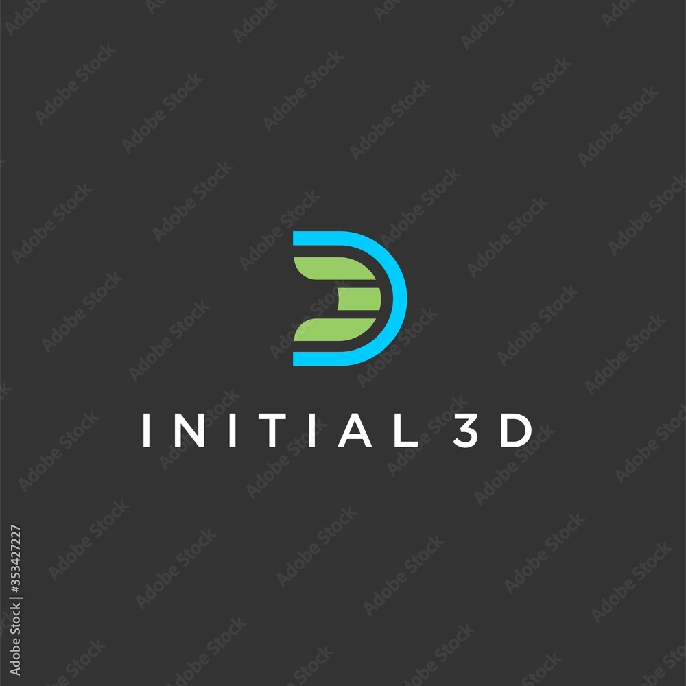 initial 3d logo,flat d3 vector,with abstract monogram concept illustration initial 3d logo,flat d3 vector,with abstract monogram concept illustration