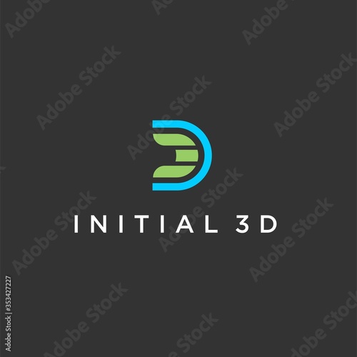 initial 3d logo,flat d3 vector,with abstract monogram concept illustration