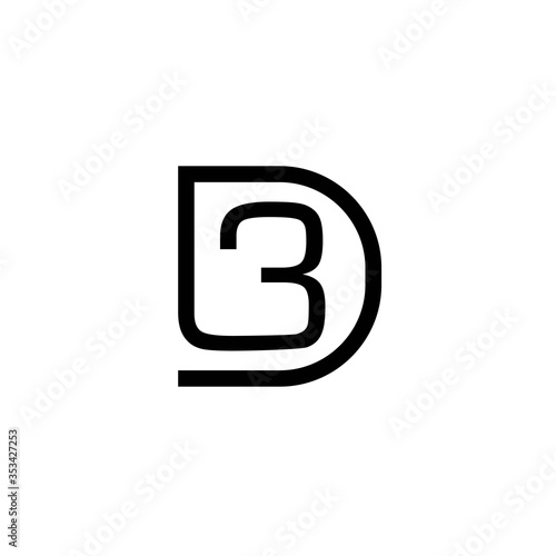 3d  d3 logo design vector template