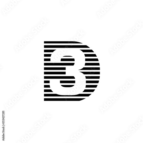 D3 Symbol Icon Logo Design in 3D Letter Style for Business and Finance with Blue Button Concept in Flat Minimalist Vector Isolated on White Background
