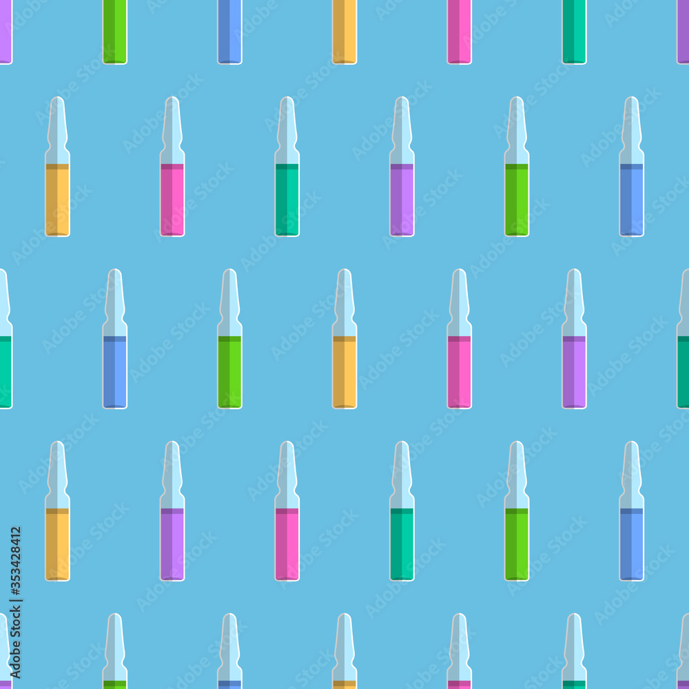 Seamless pattern from ampoules with colored liquid inside Seamless pattern from ampoules with colored liquid inside
