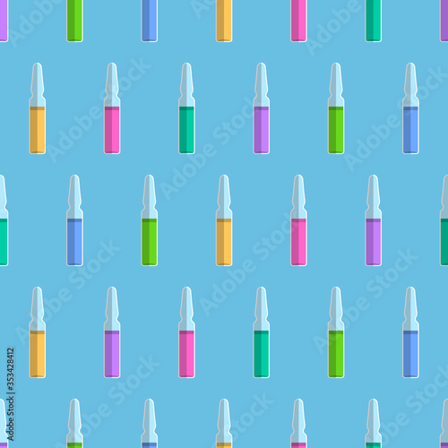 Seamless pattern from ampoules with colored liquid inside