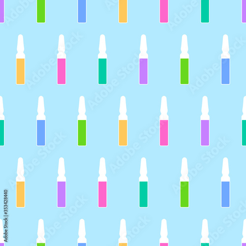 Seamless pattern from ampoules with colored liquid inside