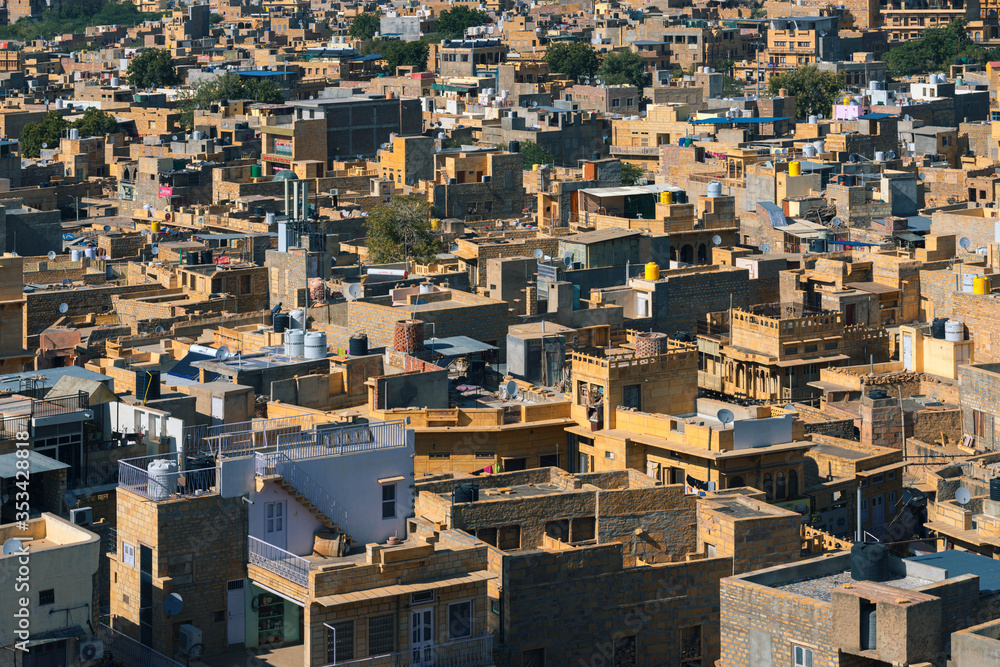 .02/06/2020 India, Jaisalmer, panoramic background from the rooftops of a desert city in the Thar desert.