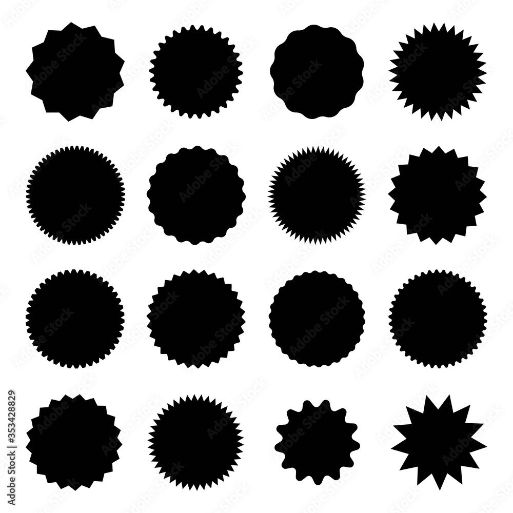 Fototapeta premium Black award medal rounded icons graphic design template vector set isolated on white.