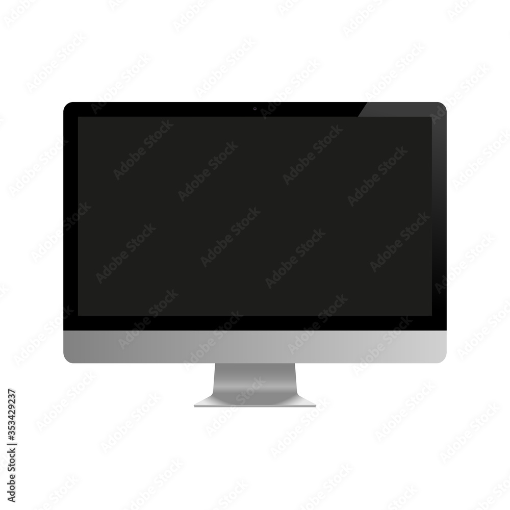 Computer display with blank black screen. Realistic monitor mockup. Vector illustration. Computer display with blank black screen. Realistic monitor mockup. Vector illustration.