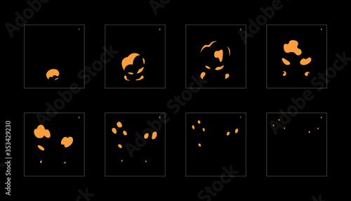 Dust explosion effect. Explosion Animation effect. Animation Sprite sheet for games, cartoon or animation. vector style animation effect 1111.