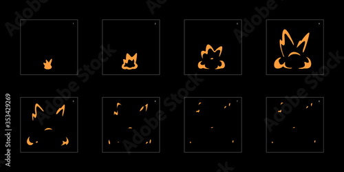 Dust explosion effect. Explosion Animation effect. Animation Sprite sheet for games, cartoon or animation. vector style animation effect 1117.