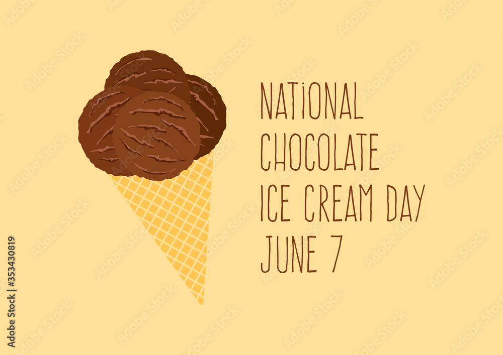 National Chocolate Ice Cream Day vector. Ice cream cone icon vector