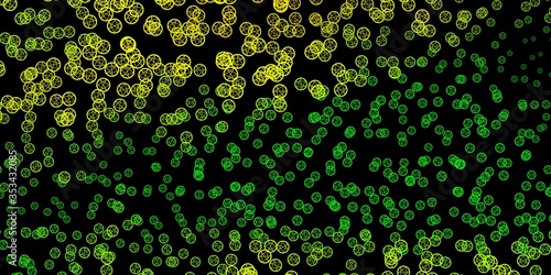 Dark Green, Yellow vector background with occult symbols.