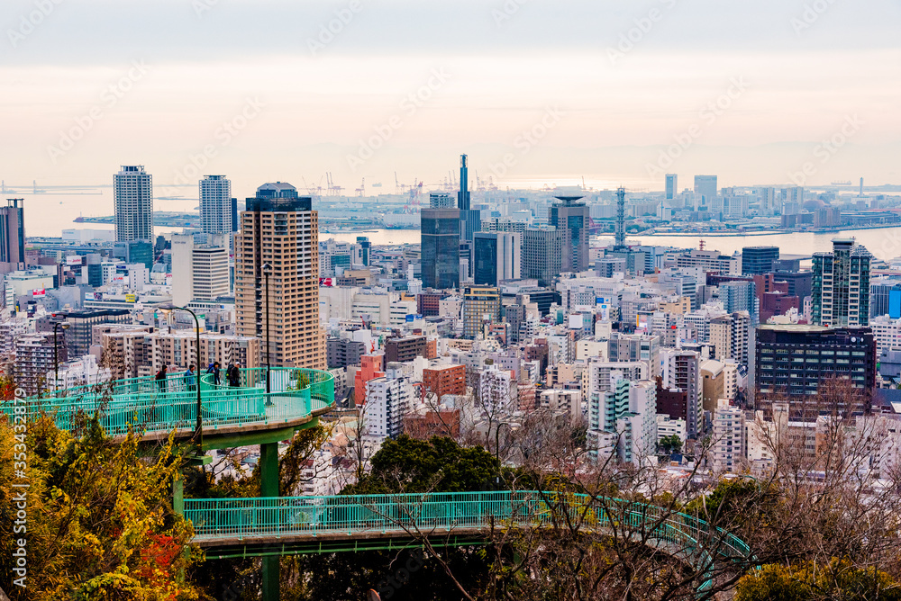 Fototapeta premium ,Kobe Port, Japan・Morning scenery from Venus Bridge, Suwayama Park