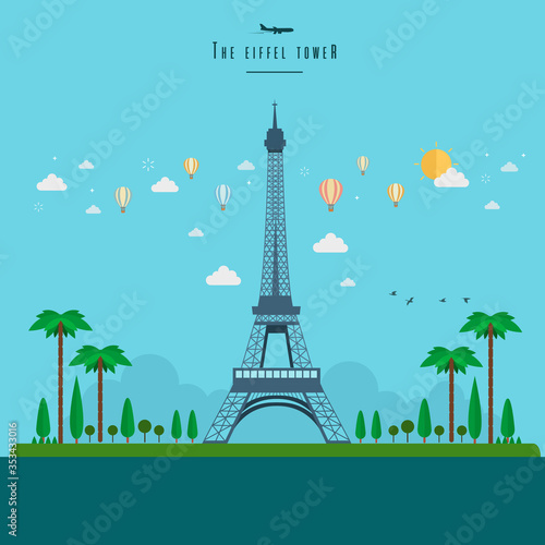 Paris on summer time and blue sky