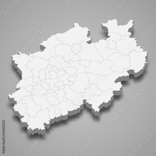 north rhine westphalia 3d map state of Germany Template for your design