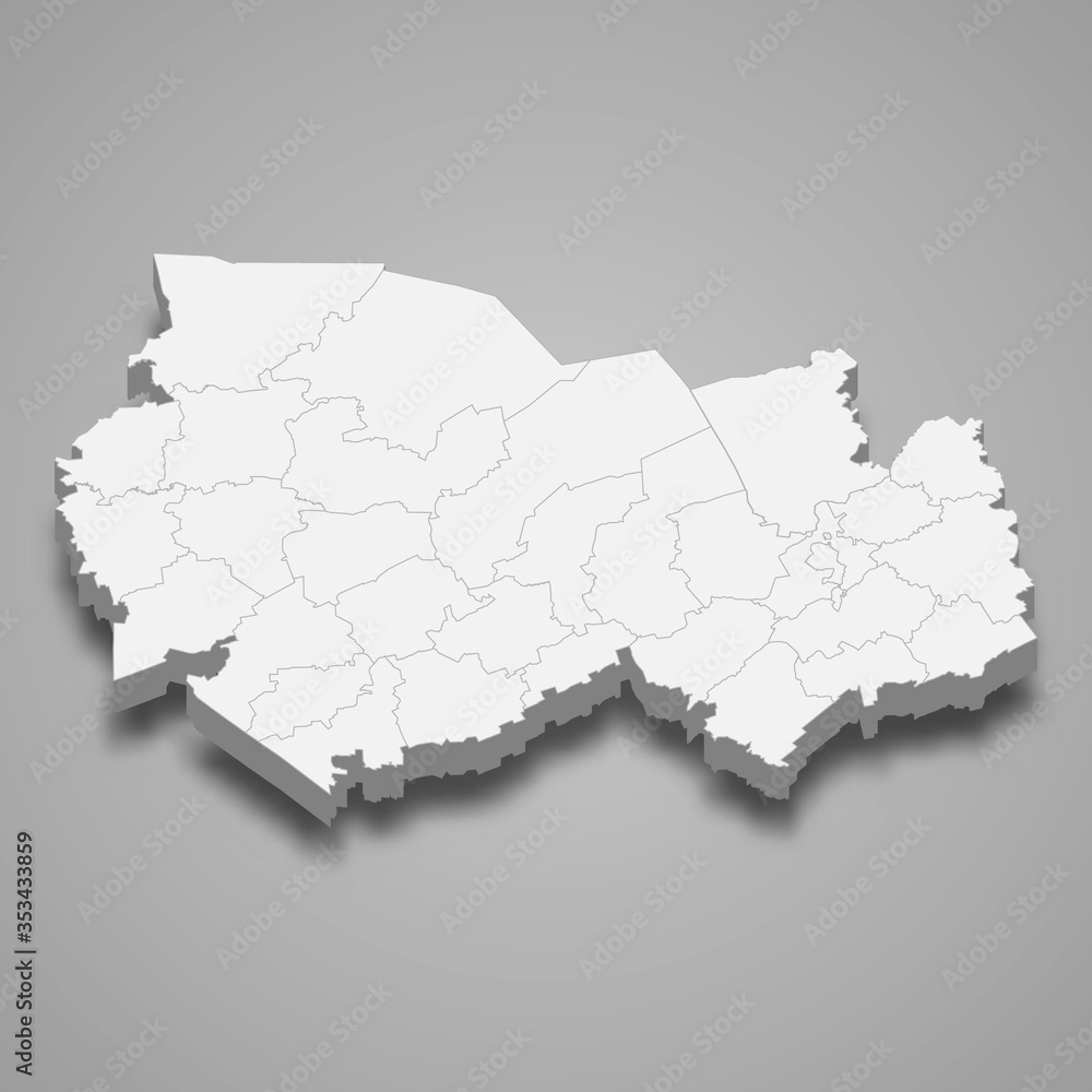Novosibirsk Oblast 3d map region of Russia Template for your design