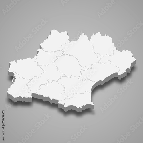 occitanie 3d map region of France Template for your design