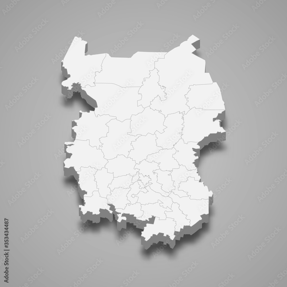 Omsk oblast 3d map region of Russia Template for your design