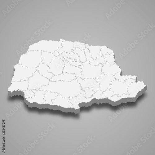 parana 3d map state of Brazil Template for your design