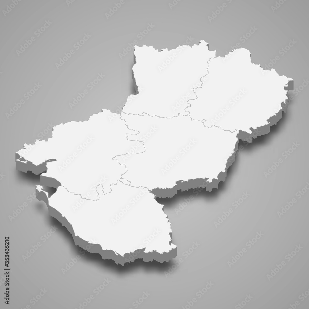 pays de la loire 3d map region of France Template for your design pays de la loire 3d map region of France Template for your design