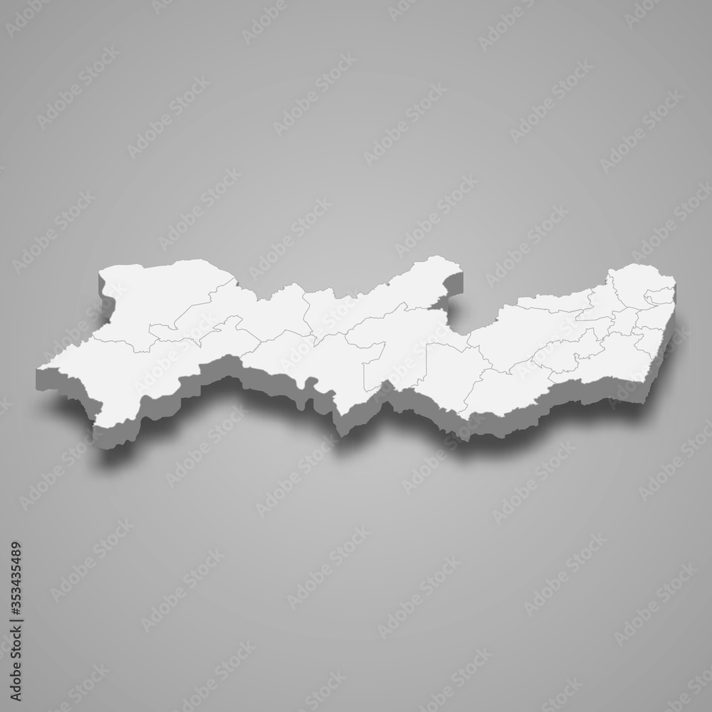 pernambuco 3d map state of Brazil Template for your design